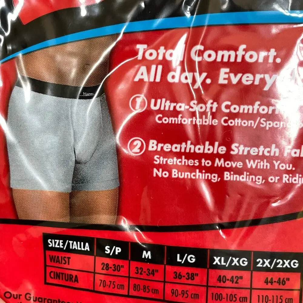 Hanes Stretch No Fly Boxer Briefs Men Small Pair of Gray Underwear New Vtg 2004